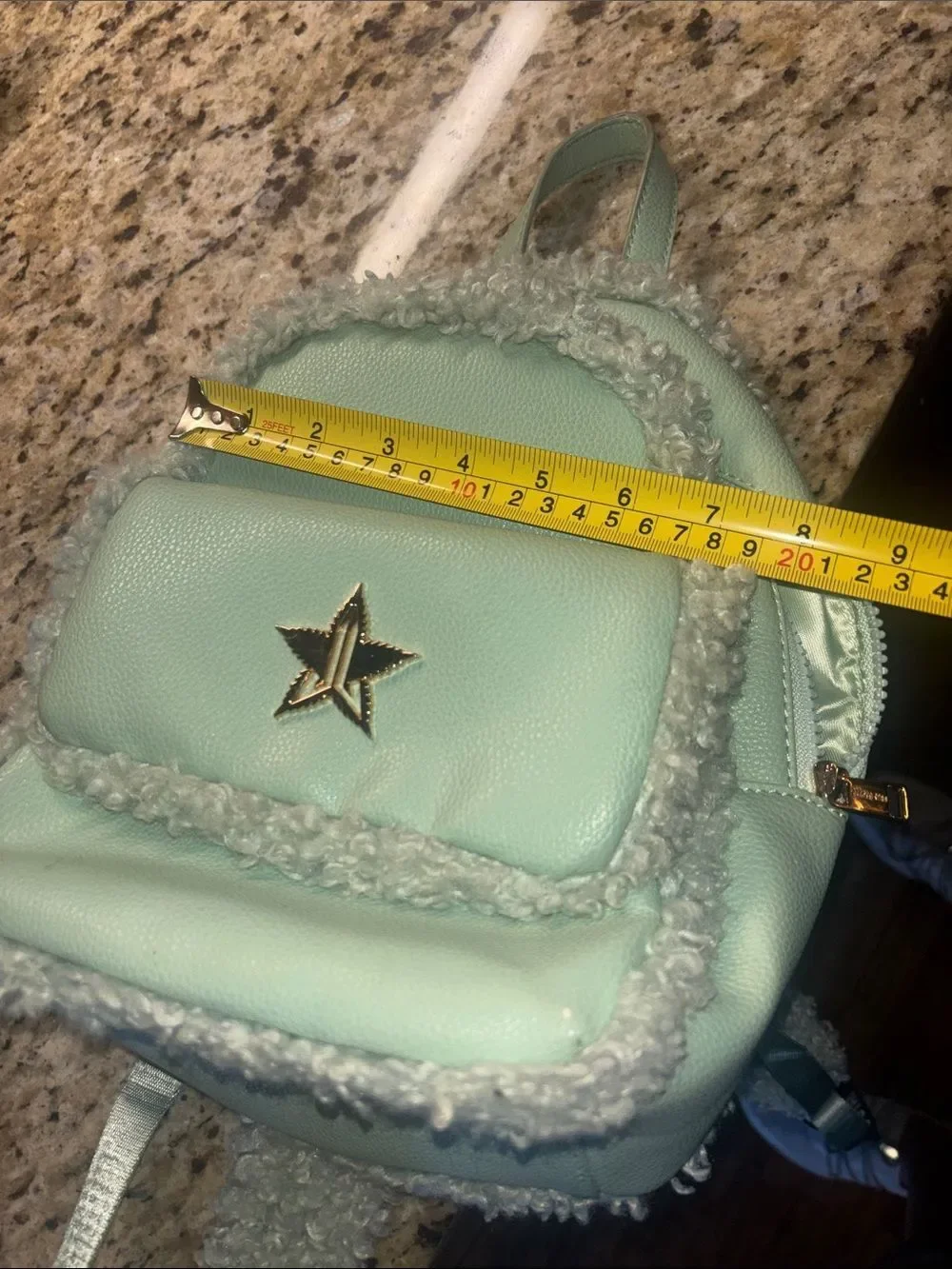 Mint Sherpa Trim Mini Backpack - Unbranded